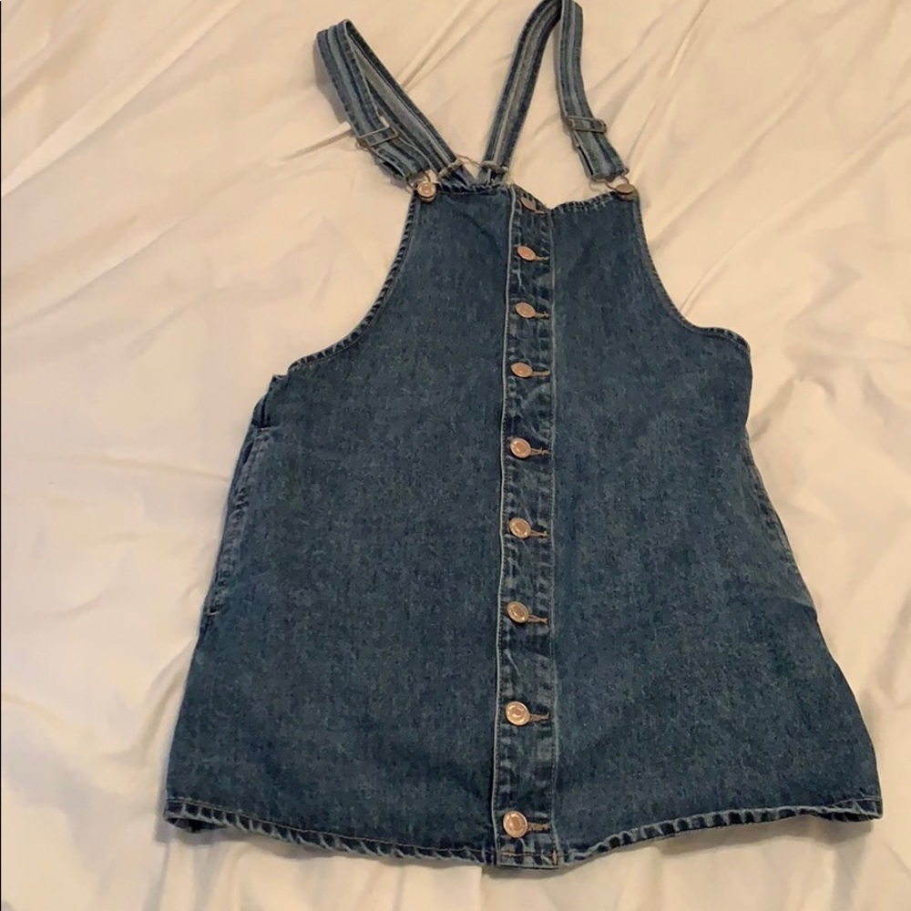 Overall denim mini dress